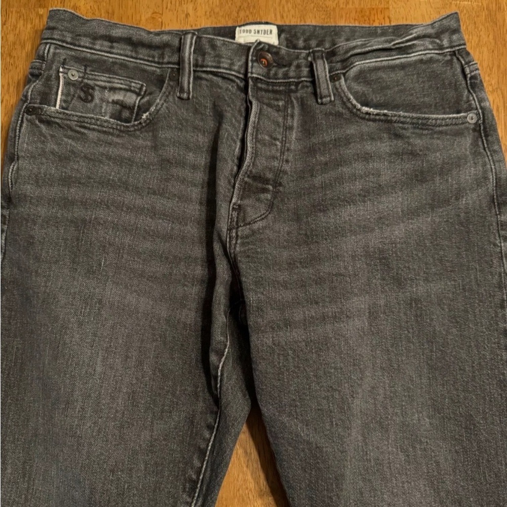 TODD SNYDER Gray Cotton Slim Fit Denim Button Fly Selvedge Jeans Size 30 X 30